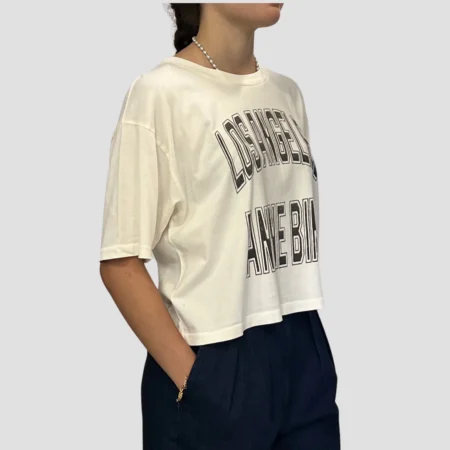 t-shirt cropped Anine Bing crème