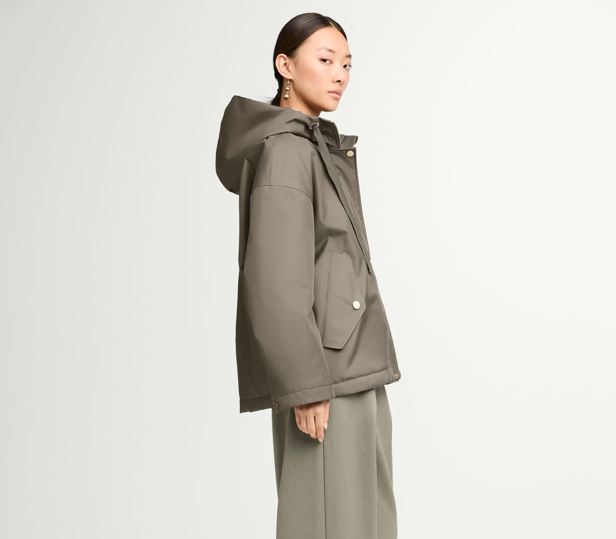 Veste G-LAB ROSIE Taupe à capuche, vue de face